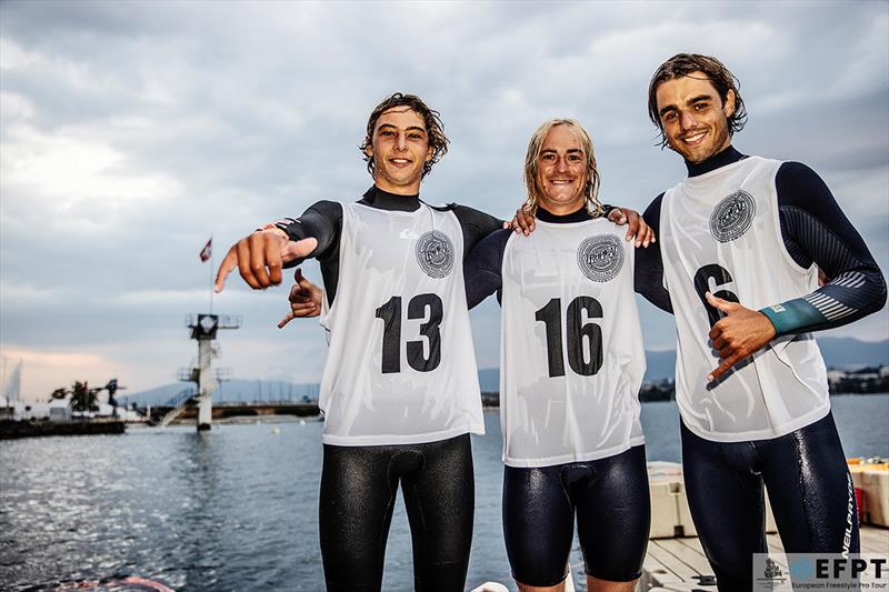 Podium: Yentel Caers in first, Lennart Neubauer in second and Sam Esteve in third - 2021 EFPT GVA Wind Festival - photo © EFPT