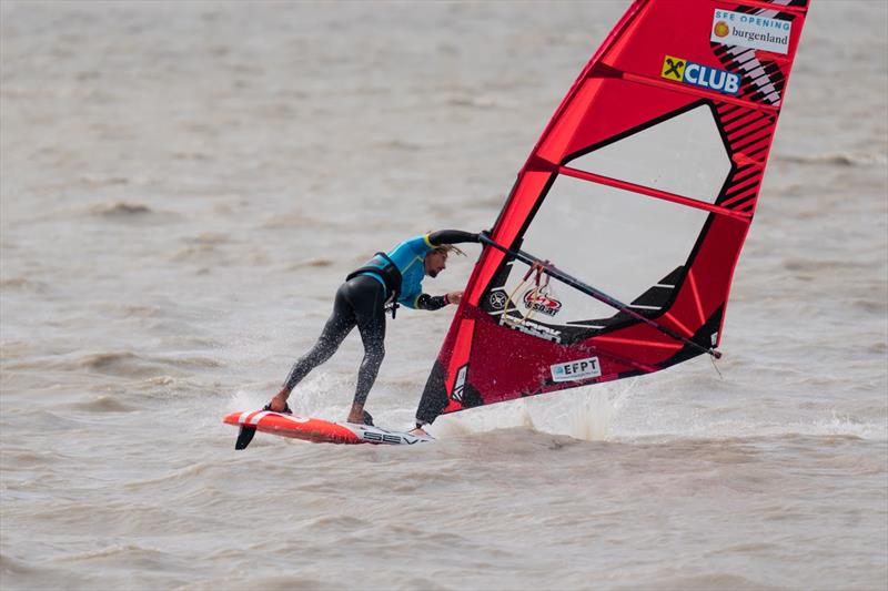 Michi Czech rotating a Spock - 2023 EFPT Surf Opening in Austria - Day 1 photo copyright Merlin Libicky taken at  and featuring the Windsurfing class