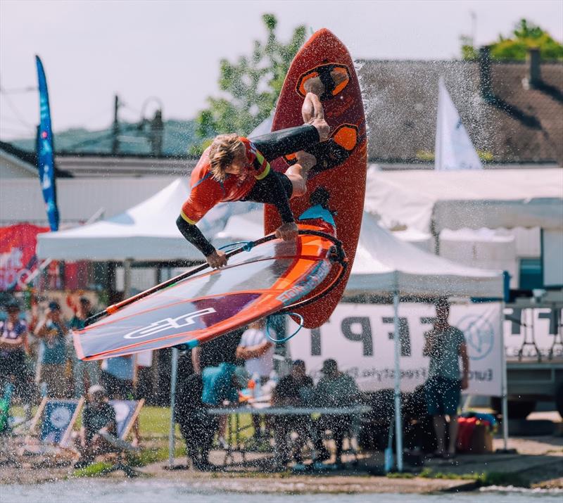 Yentel Caers collected perfect 10's for a Double Air Culo. - 2023 EFPT Vesoul photo copyright Freestyle Pro Tour taken at  and featuring the Windsurfing class