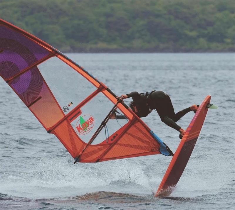 Kensuke Tsuno (JP/NeilPryde) going for a Shove-It Spock in Motosuko photo copyright Freestyle Pro Tour taken at  and featuring the Windsurfing class