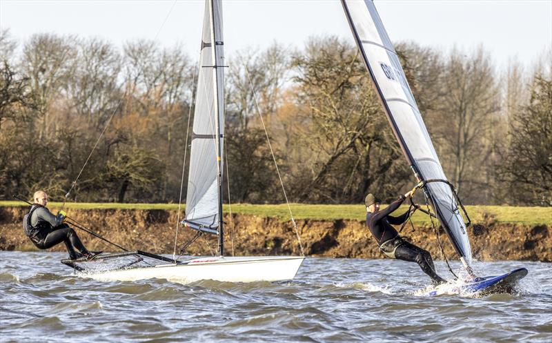 Gerry Ball windsurf winner and Jamie Mawson 3rd overal at the Notts County Cooler photo copyright David Eberlin taken at Notts County Sailing Club and featuring the Windsurfing class