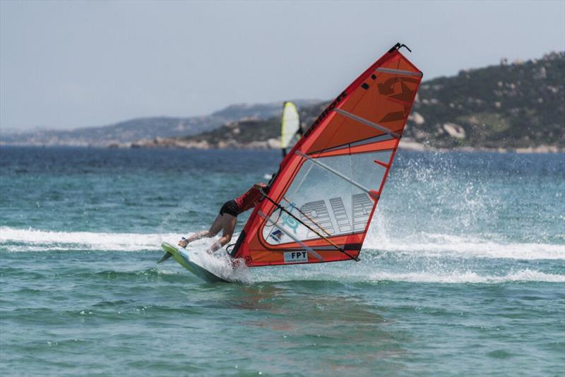 Salome Fournier impressed the judges with her Tow-In Spock - a desceptively difficult move in this discipline - Freestyle Pro Tour Sardinia - Day 3 photo copyright Richard Buchner taken at  and featuring the Windsurfing class