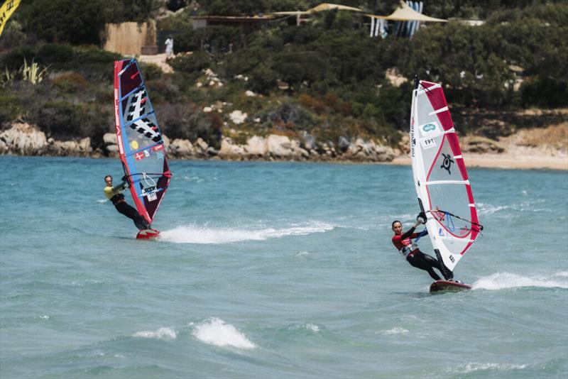 The present and the future of women's freestyle - Maaike Huvermann (Left) sailed her first heat of the elimination against local competitor Bianca Sotille (Right) photo copyright Richard Buchner taken at  and featuring the Windsurfing class