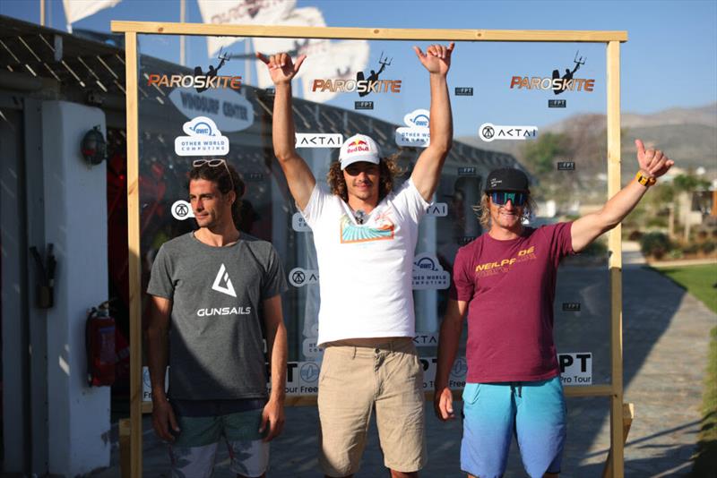 Left to Right - Jacopo Testa (3rd), Lennart Neubauer (1st), Yentel Caers (2nd) - photo © Freestyle Pro Tour
