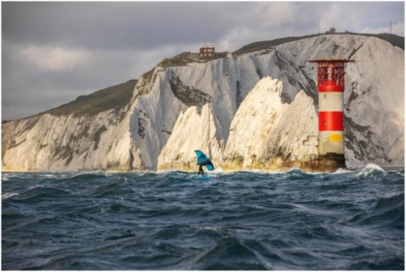 Ross Williams, 1st Man to Wingfoil the Needles Aug 2020. - photo © John Carter