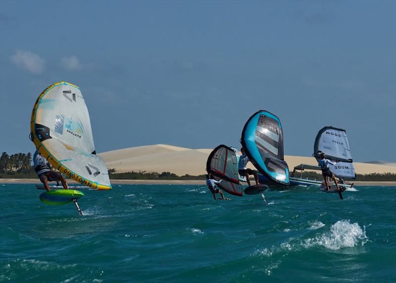 Racing in front of the giant dune of Jeri - 2022 Wingfoil Racing World Cup Jericoacoara - photo © IWSA / Jeri Wingfoil Cup