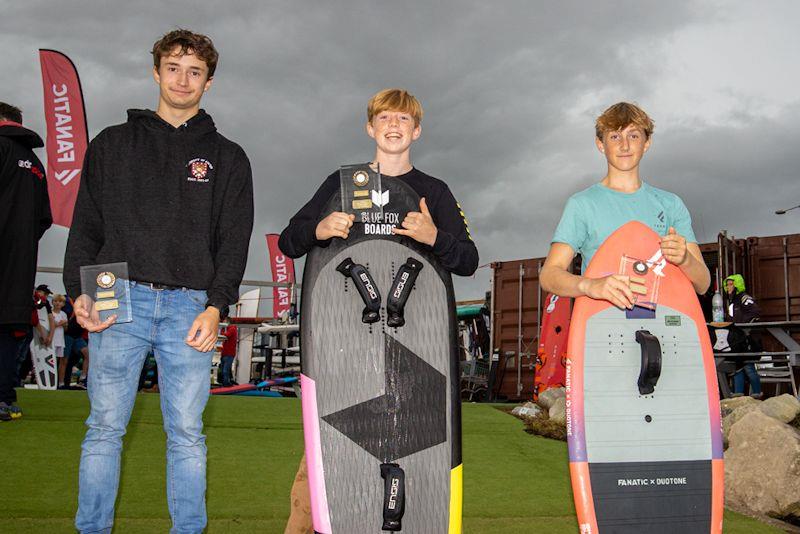 Weymouth event - James Bulsen 3rd, Hugo Dobrijevic 2nd, Finlay Chandler 1st - during the UKWA Wingfoil Slalom Championships 2022 photo copyright Dave Dobrijevic  / www.flickr.com/photos/150274848@N06/ taken at Weymouth & Portland Sailing Academy and featuring the Wing Foil class
