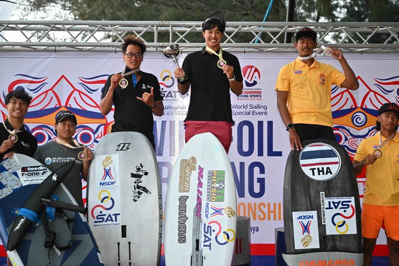 Men's podium - 2023 WingFoil Racing Asian Championships - photo © IWSA / Techawat Songsuairoop