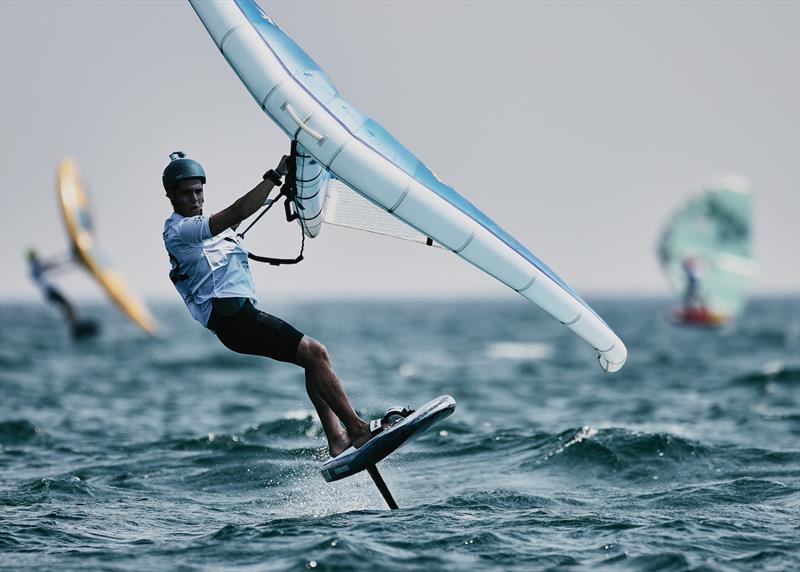 Luca Franchi takes the lead in the long race - Wingfoil Racing World Cup, Day 1 photo copyright IWSA / Robert Hajduk taken at  and featuring the Wing Foil class