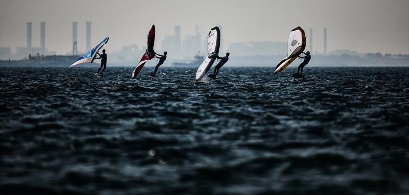 Flat water foiling in Al Mirfa - Wingfoil Racing World Cup, Day 1 photo copyright IWSA / Robert Hajduk taken at  and featuring the Wing Foil class