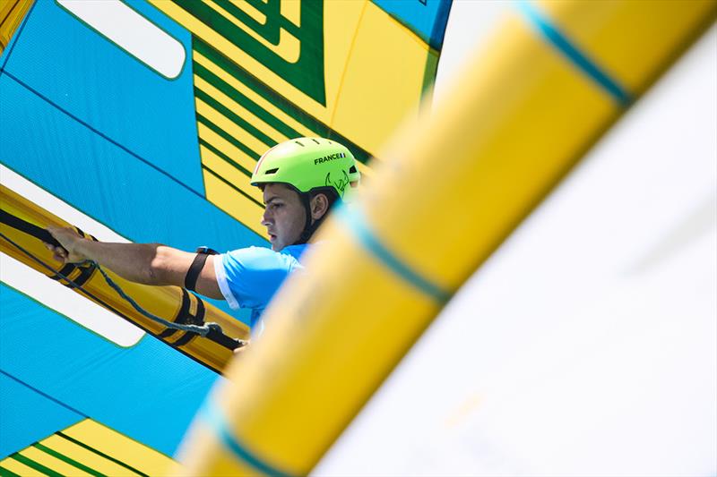 Mathis Ghio (FRA) focused, and winner of 6 out of 8 races - Ad Ports Group Wingfoil Racing World Cup Abu Dhabi photo copyright IWSA / Robert Hajduk taken at  and featuring the Wing Foil class