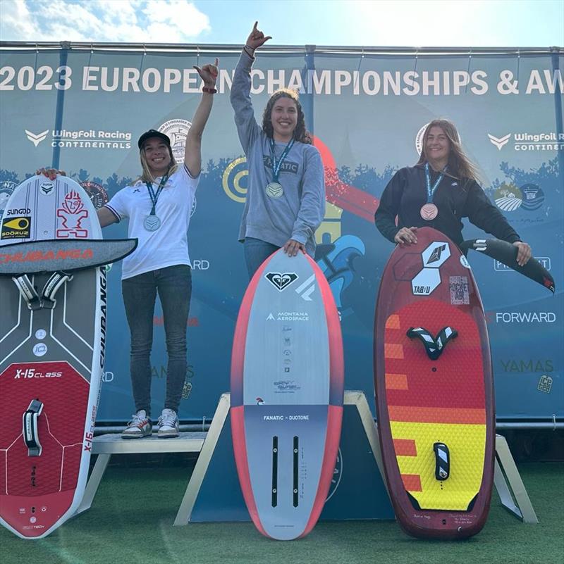 Women's podium - IWSA WingFoil Racing Europeans 2023 - photo © IWSA / Lina Gvazdauskaite