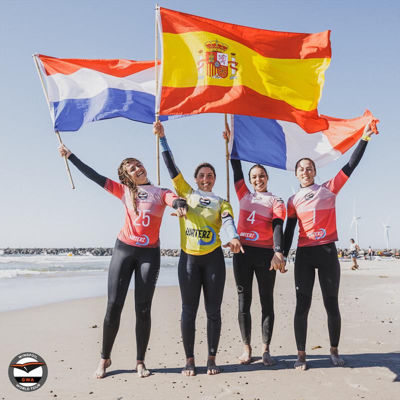 Bowien Van Der Linden, Kylie Belloeuvre, Nia Suardiaz, Orane Ceris - 2023 GWA Wingfoil World Cup Denmark 2023, day 1 - photo © Lukas K Stiller