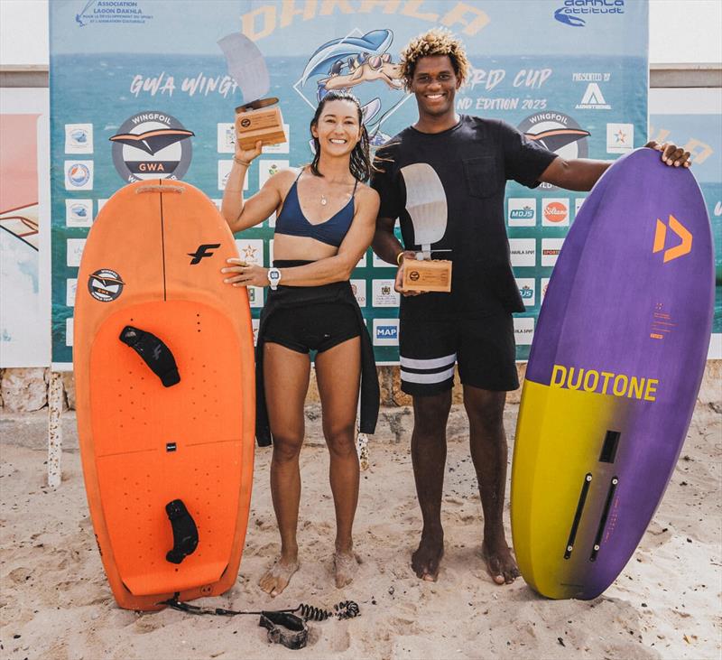 US's Moona Whyte and Cape Verde's Wesley Brito - 2023 GWA Wingfoil World Cup Dakhla Presented by Armstrong photo copyright Lukas K Stiller taken at  and featuring the Wing Foil class