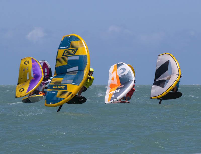 Ghio (centre left) charging out of the start - 2023 WingFoil Racing World Cup Brazil photo copyright IWSA media taken at  and featuring the Wing Foil class