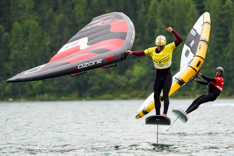 Mathis Ghio wins after a close battle with Alessandro Tomasi - Ensis Engadinwing 2024 Formula Wing Europeans - photo © IWSA Media / Sailing Energy