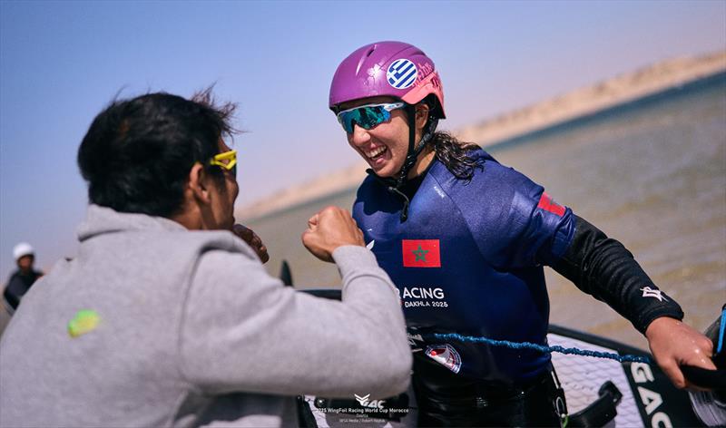 The Thai team cheering on Emilia Kosti [GRE] - 2025 WingFoil Racing World Cup photo copyright IWSA media / Robert Hajduk taken at  and featuring the Wing Foil class