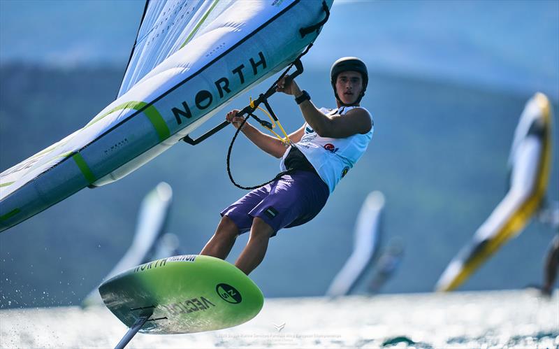 U19 rider Ernesto De Amicis [ITA] leads the fleet after two distance races - 2025 Dogus Marine Services Formula Wing European Championships - photo © IWSA media / Robert Hajduk
