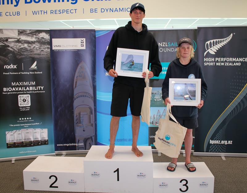 Wingfoil medalists- Predictwind Youth NZ Nationals - Manly SC - September 2025 photo copyright Insight Media taken at Manly Sailing Club and featuring the Wing Foil class