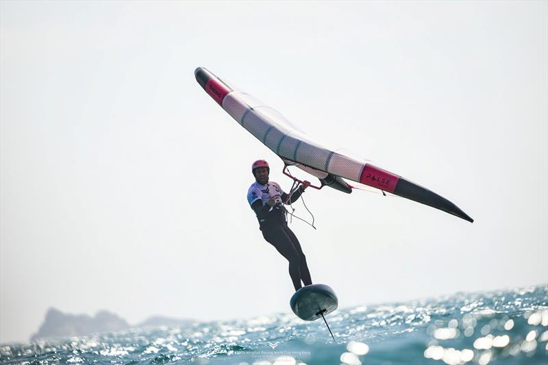 Francesco Cappuzzo (ITA) celebrates victory in Race 4 - 2026 WingFoil Racing World Cup Hong Kong day 1 - photo © IWSA Media