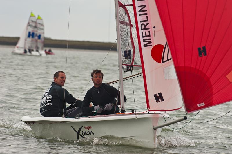 Nick Craig and Alan Roberts, representing the Merlin Rocket class, win the 2013 Endeavour Trophy photo copyright Graeme Sweeney / www.marineimages.co.uk taken at Royal Ocean Racing Club, Cowes and featuring the Topaz Xenon class