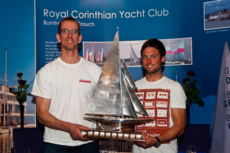 Nick Craig and Alan Roberts, representing the Merlin Rocket class, win the 2013 Endeavour Trophy photo copyright Graeme Sweeney / www.marineimages.co.uk taken at Royal Ocean Racing Club, Cowes and featuring the Topaz Xenon class