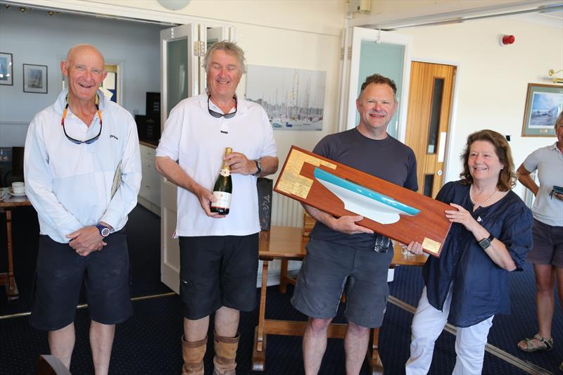 Athena X51 - David McGregor and crew receiving the Central Solent Championship Trophy from HRSC Commodore Serena Alexander photo copyright Phil Horton taken at Hamble River Sailing Club and featuring the XOD class