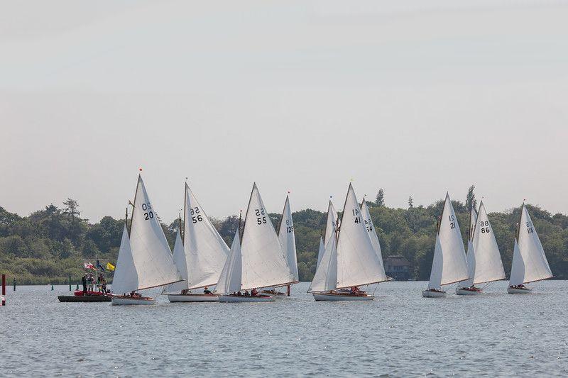 YBODs lining up for the start at the Keelboat Open on Barton Broad - photo © Robin Myerscough