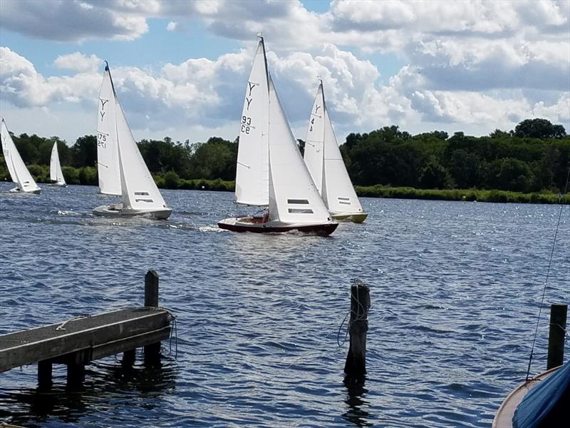 Leading three during the Yeoman Broadland Nationals 2022 photo copyright Peter Hill taken at Norfolk Broads Yacht Club and featuring the Yeoman/Kinsman class