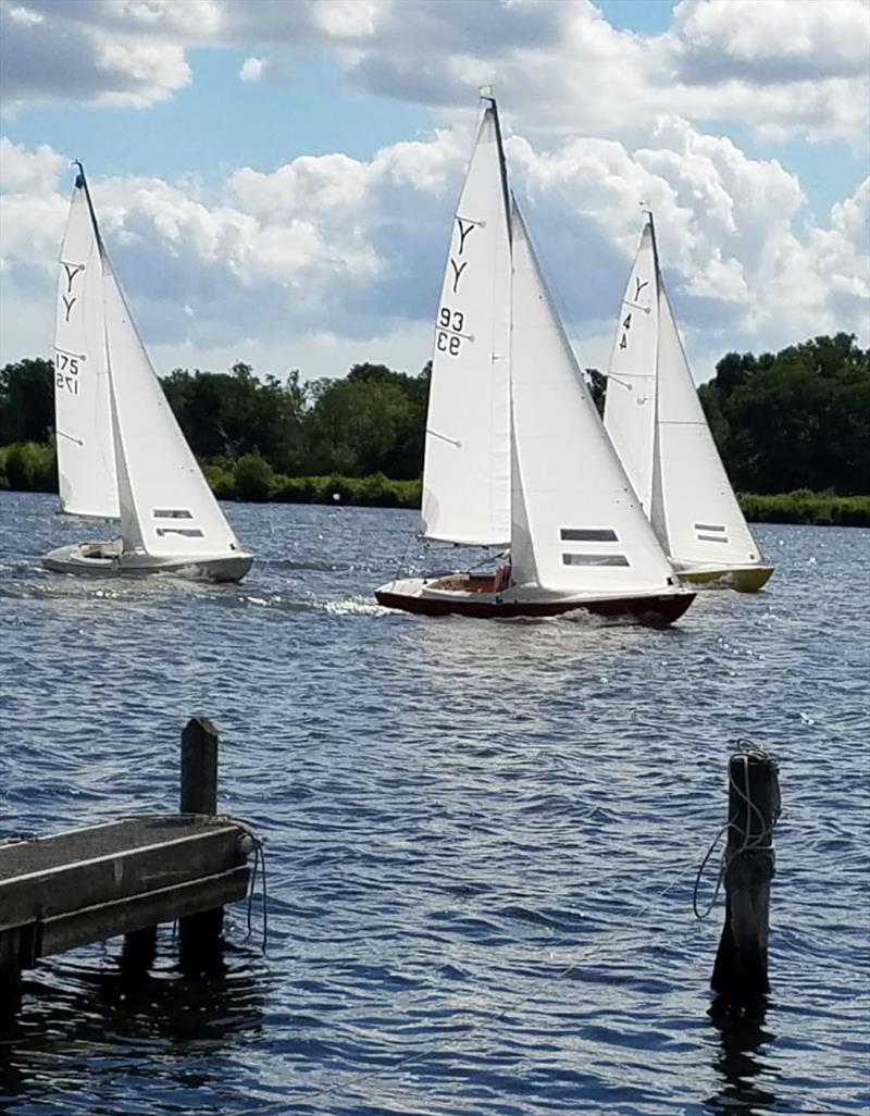 Leading three during the Yeoman Broadland Nationals 2022 photo copyright Peter Hill taken at Norfolk Broads Yacht Club and featuring the Yeoman/Kinsman class