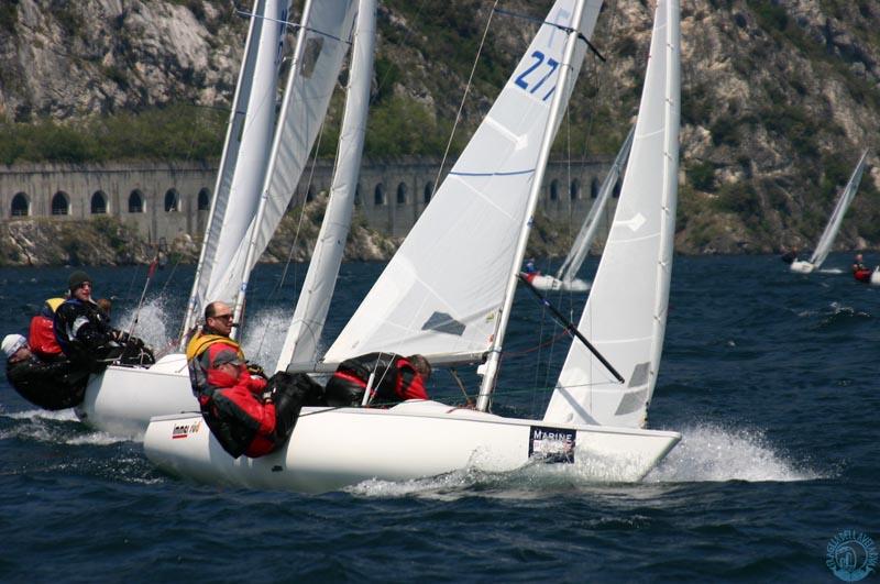 Yngling Europeans on Lake Garda day 2 photo copyright Elena Giolai / Fraglia Vela Riva taken at  and featuring the Yngling class