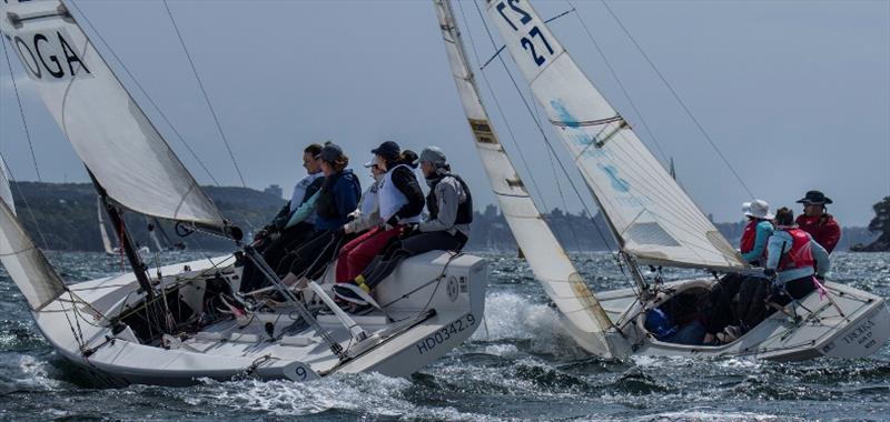 Samantha Morley in Toga and Cathy Pak-poy in Troika - Ladies of the Sea Coaching Regatta 2019 photo copyright Margaret Fraser-Martin taken at Royal Sydney Yacht Squadron and featuring the Yngling class